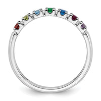 14k White Gold Synthetic 7 Birthstone Mother's Ring