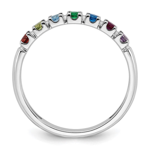 14k White Gold Synthetic 7 Birthstone Mother's Ring