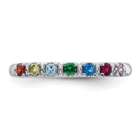 14k White Gold Synthetic 7 Birthstone Mother's Ring