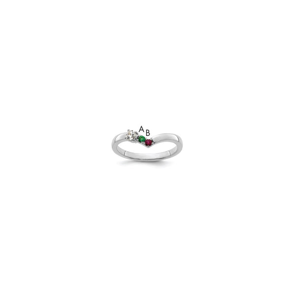 14k White Gold 2 Synthetic Birthstone with Diamond Mother's Ring