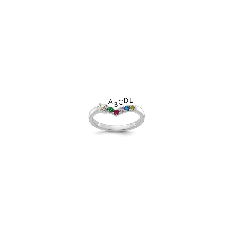 14k WG 5 Birthstone with Diamond with Mother's Ring Mounting