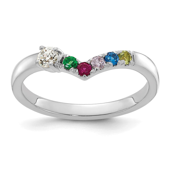 14k WG 5 Birthstone with Diamond with Mother's Ring Mounting