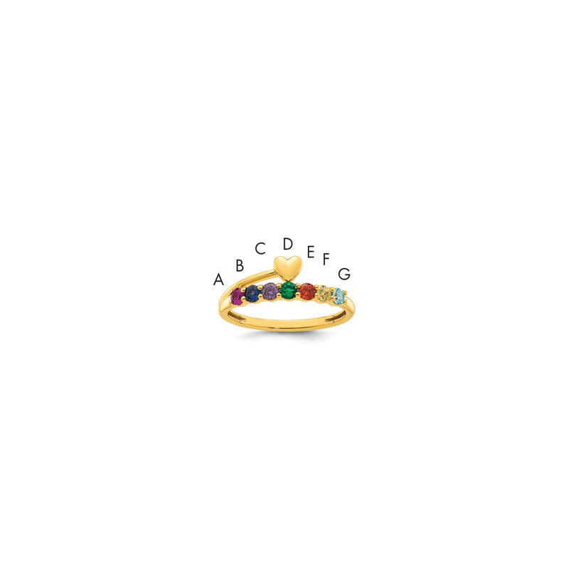 14k Heart with 7 Birthstone Mother's Ring Mounting