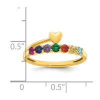 14k Heart with 7 Birthstone Mother's Ring Mounting