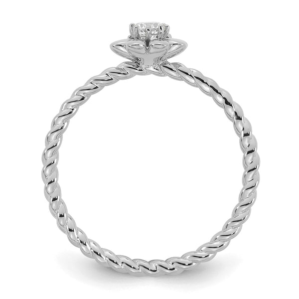 14k White Gold 2 Birthstone Flower with Diamond Mother's Ring
