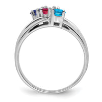 14k White Gold Polished 3-Stone Mothers Ring Mounting