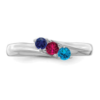 14k White Gold Polished 3-Stone Mothers Ring Mounting