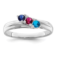14k White Gold Polished 3-Stone Mothers Ring Mounting