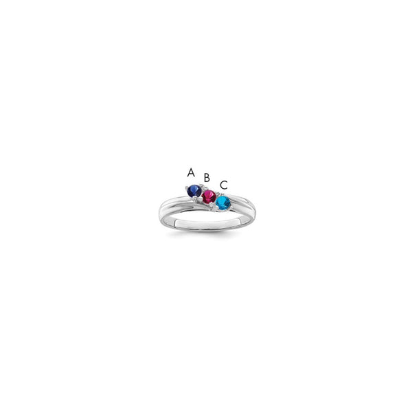 14k White Gold Polished 3-Stone Mothers Ring Mounting