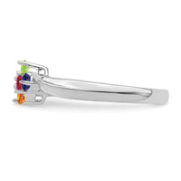Sterling Silver Rhodium-plated Synthetic 4 Stone Mother's Ring