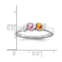 Sterling Silver Rhodium-plated Synthetic 2 Stone Mother's Ring