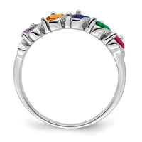 Sterling Silver Rhodium-plated Synthetic 5 Stone Mother's Ring