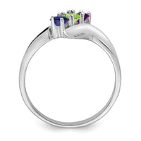 Sterling Silver Rhodium-plated Synthetic 3 Stone Mother's Ring