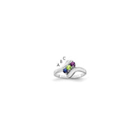 Sterling Silver Rhodium-plated Synthetic 3 Stone Mother's Ring