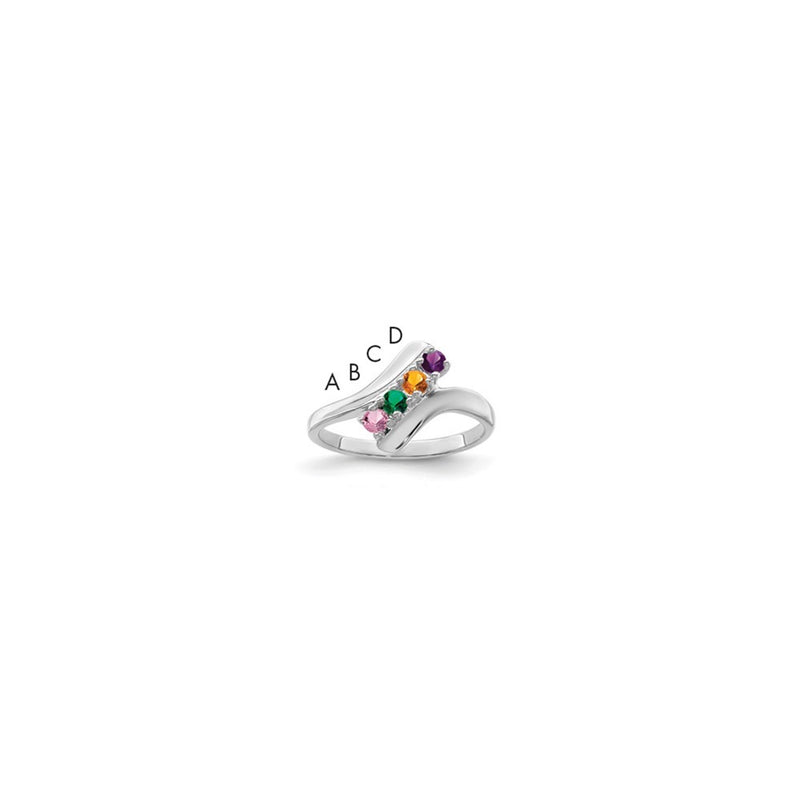 Sterling Silver Rhodium-plated Synthetic 4 Stone Mother's Ring