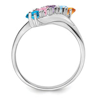 14k White Gold Polished 5-Stone Mothers Ring Mounting