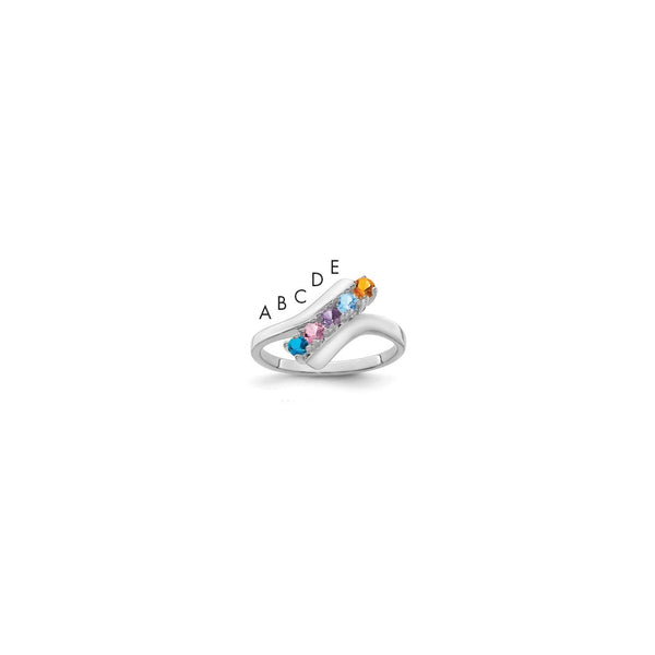 14k White Gold Polished 5-Stone Mothers Ring Mounting