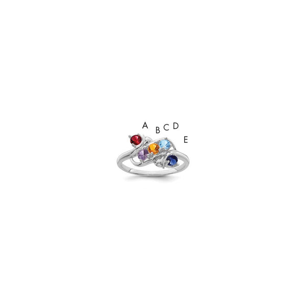 14k White Gold Synthetic Family Jewelry Ring