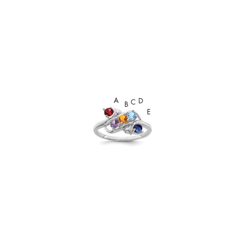 14k White Gold Synthetic Family Jewelry Ring