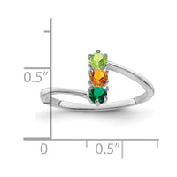 14k White Gold Synthetic Family Jewelry Ring