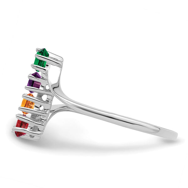 14k White Gold Synthetic Family Jewelry Ring