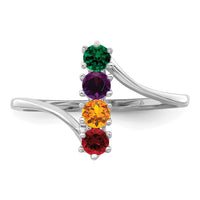 14k White Gold Synthetic Family Jewelry Ring