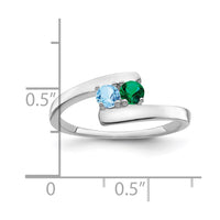 Sterling Silver Rhodium-plated Synthetic 2 Stone Mother's Ring