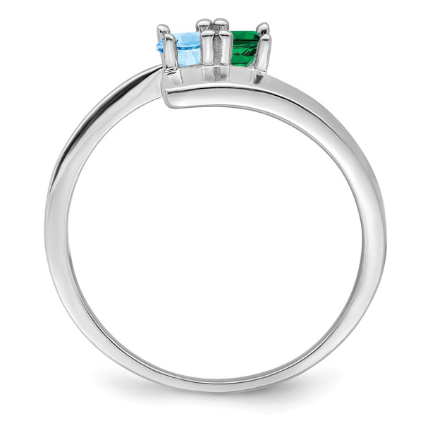 14k White Gold Genuine 2 Stone Mother's Ring