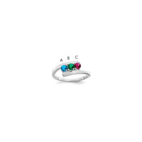 Sterling Silver Rhodium-plated Synthetic 3 Stone Mother's Ring