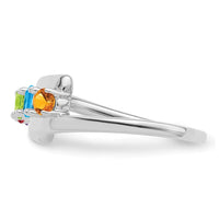 14k White Gold Genuine 5 Stone Mother's Ring