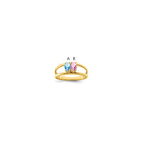 14k Genuine 2 Stone Mother's Ring