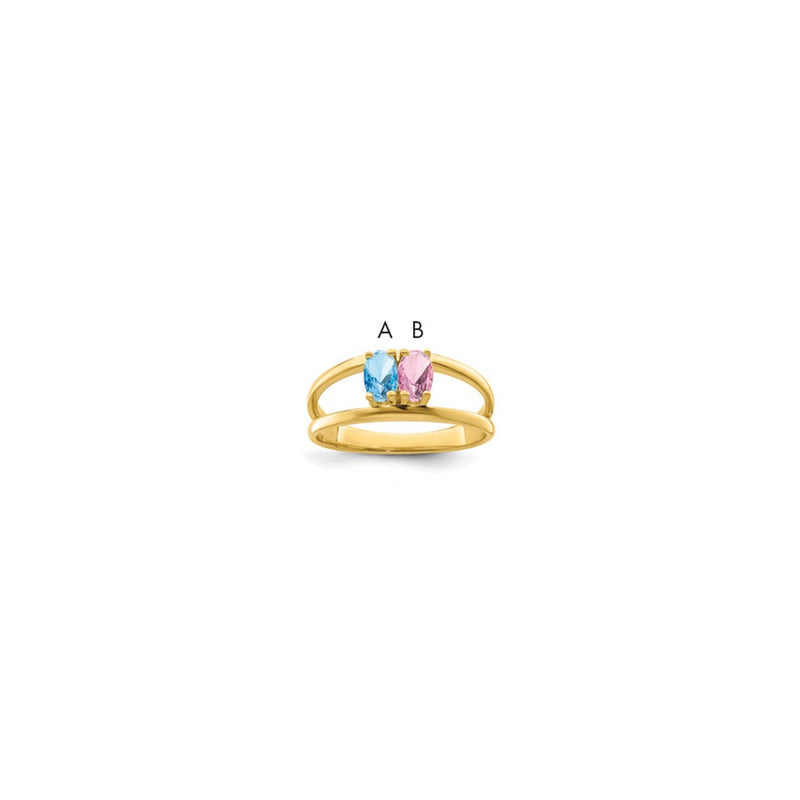 14k Genuine 2 Stone Mother's Ring