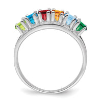 Sterling Silver Rhodium-plated Synthetic 6 Stone Mother's Ring