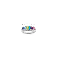 Sterling Silver Rhodium-plated Synthetic 6 Stone Mother's Ring