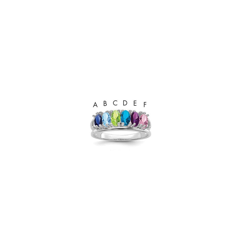 Sterling Silver Rhodium-plated Synthetic 6 Stone Mother's Ring