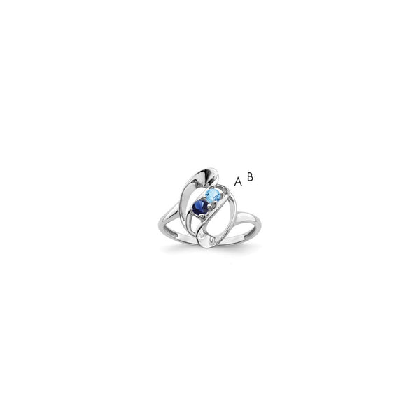 14k White Gold Polished 2-Stone Mothers Ring Mounting