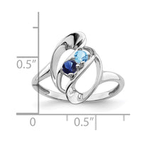 Sterling Silver Rhodium-plated Synthetic 2 Stone Mother's Ring