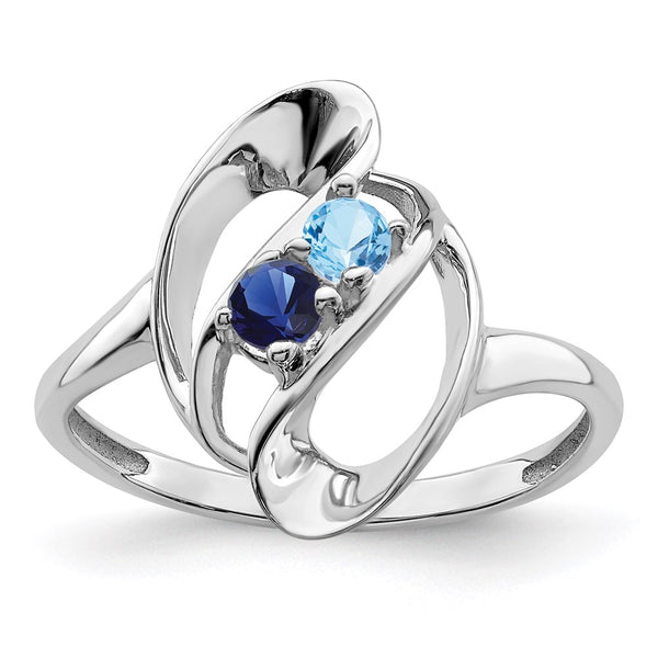 14k White Gold Polished 2-Stone Mothers Ring Mounting