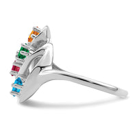 14k White Gold Synthetic Family Jewelry Ring