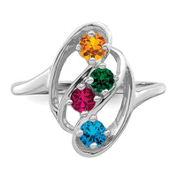 14k White Gold Synthetic Family Jewelry Ring