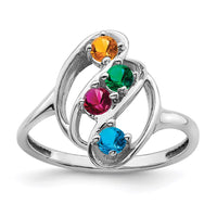 14k White Gold Synthetic Family Jewelry Ring