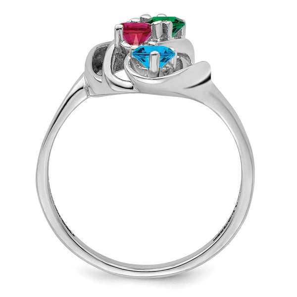 14k White Gold Synthetic Family Jewelry Ring