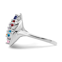 14k White Gold Synthetic Family jewelry ring