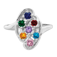 14k White Gold Synthetic Family jewelry ring