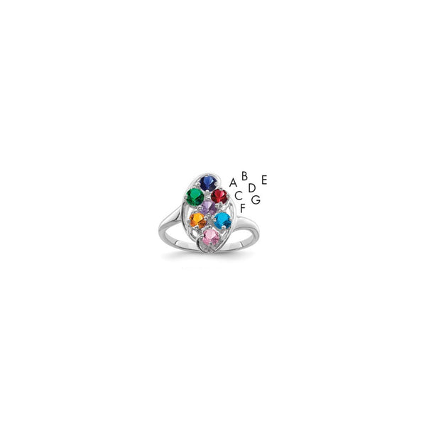 14k White Gold Synthetic Family jewelry ring