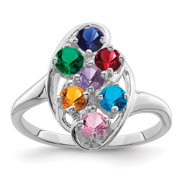 14k White Gold Synthetic Family jewelry ring