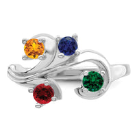 14k White Gold Synthetic Family Jewelry Ring
