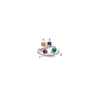 14k White Gold Synthetic Family Jewelry Ring