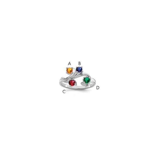 14k White Gold Synthetic Family Jewelry Ring