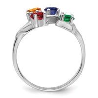 14k White Gold Synthetic Family Jewelry Ring